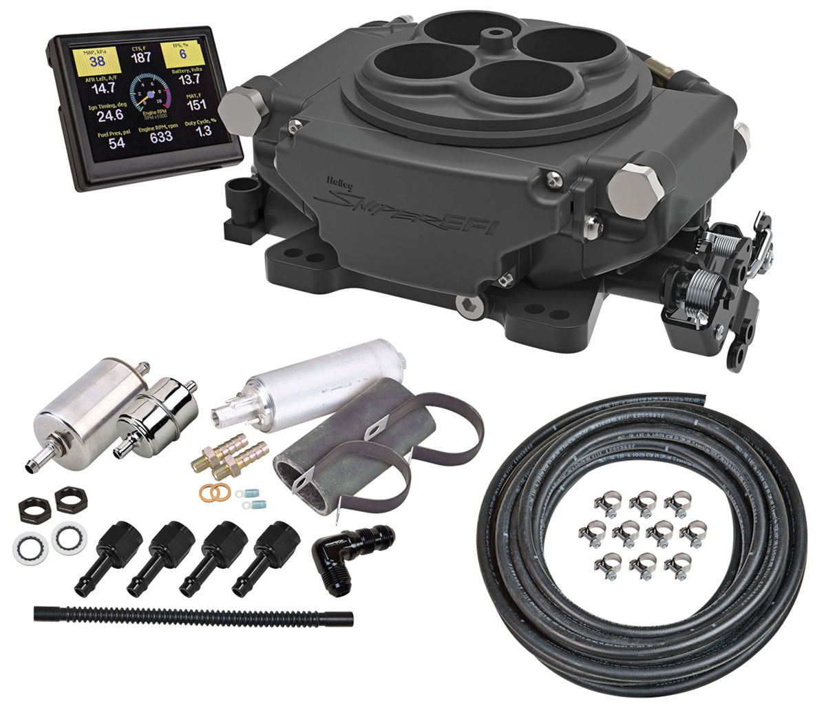 EFI Kit, Holley Sniper Master Kit black ceramic finish Fits 196477