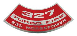 Decal, Air Cleaner, 1964-77 Chevelle & El Camino & MC, 327 Turbo-Fire 235HP