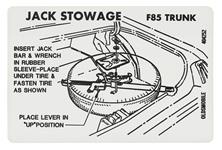 Decal, 69-72 Cutlass, Trunk, Tire Stowage, Except Super Stock Wheel