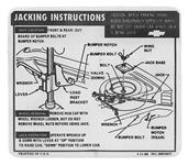 Decal, 67 Chevelle, Jacking Instructions