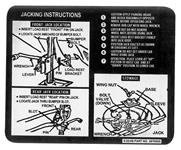 Decal, 70 Chevelle, Jacking Instructions, Early 70