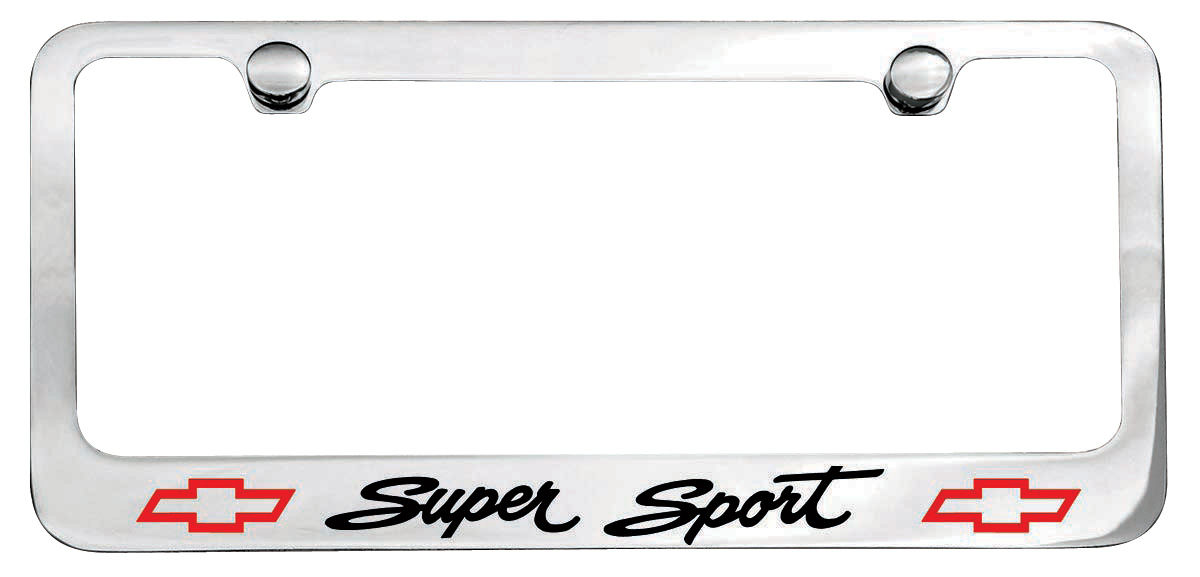 License Plate Frame, Designer, Super Sport Script w/ Bowtie