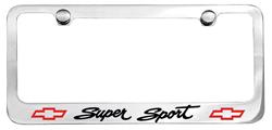 License Plate Frame, Designer, Super Sport Script w/ Bowtie