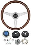 Steering Wheel Kit, Grant 3-Spoke, 1964-65 Chevelle, Mahogany w/Blue Bowtie Cap