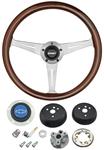 Steering Wheel Kit, Grant Mahogany 3-Spoke, Chevelle, w/Blue Bowtie Cap