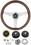 Steering Wheel Kit, Grant 3-Spoke, 1964-65 Chevelle, Mahogany w/Red Bowtie Cap