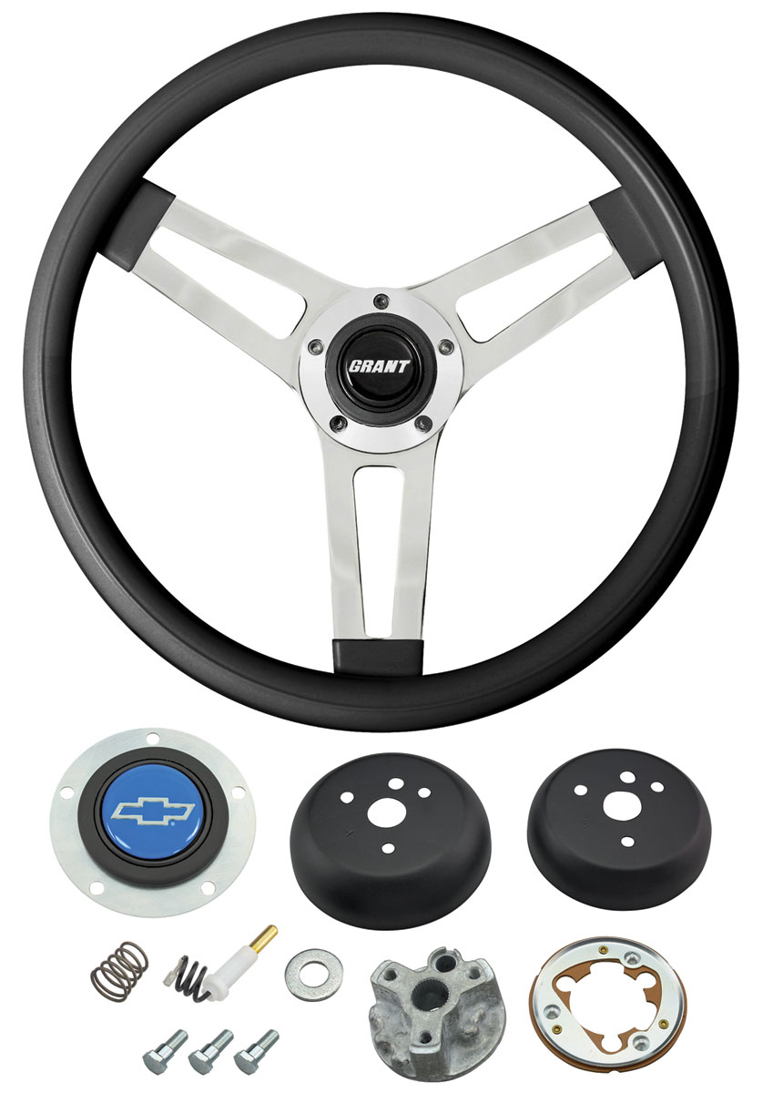 Steering Wheel Kit, Grant Classic 5, 196465 Chevrolet, Black w/ Blue