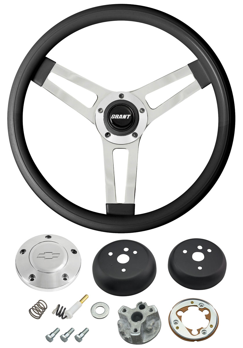 Steering Wheel Kit, Grant Classic 5, 196465 Chevrolet w/Billet Bowtie
