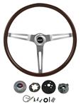 Steering Wheel Kit, Grant Classic Dk Mahogany, 64-65 CH/EC, Chrome Cap w/Bowtie