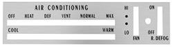 Faceplate, AC/Rear Defroster, 1971-72 Oldsmobile Cutlass