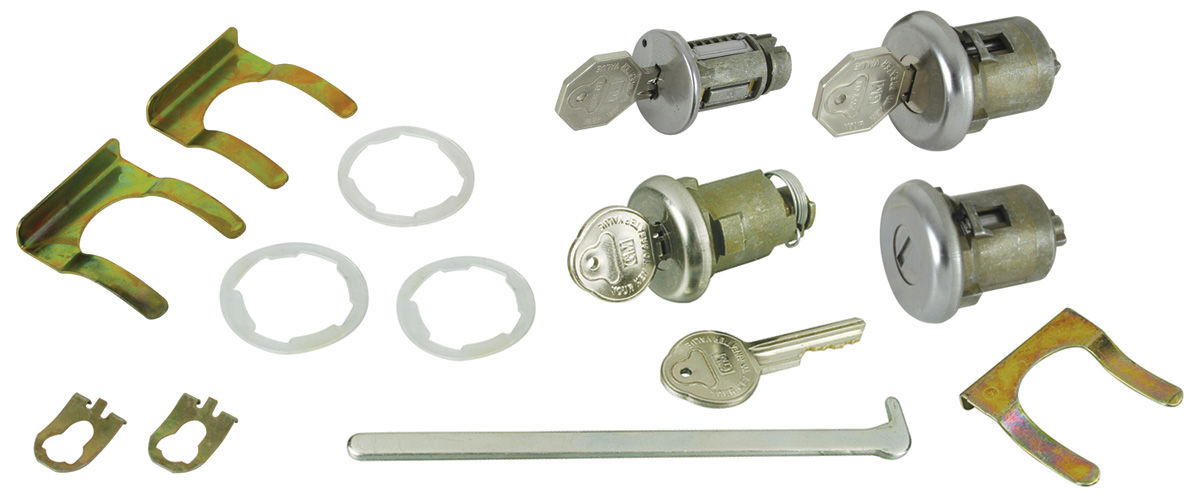 Lock Set, Ignition/Doors/Trunk, 196365 Pontiac ABody/1965 Chevelle, w/ Oct Key