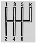 Console Shift Pattern Plate, 1966-67 Chevelle/El Camino, 6 Speed