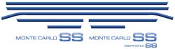 Decal, 83-84 Monte Carlo, Body Stripe Kit, SS, Lt Blue, Med Blue, Dk Blue