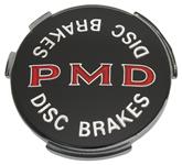 Insert, Wheel Center Cap, 1967-70 Pontiac, Black W/ Red PMD Letters