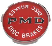 Insert, Wheel Center Cap, 1967-70 Pontiac, Red W/ Black PMD Letters