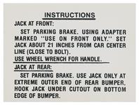 Decal, 59-60 Pontiac, Jacking Instructions