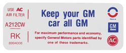 Decal, 75 Pontiac, Keep Your GM Car All GM, 455, 8994008, RK