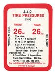 Decal, 69 Cutlass, Tire Pressure, 442