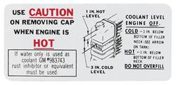 Decal, 64-65 Cutlass, Cooling System Caution