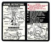 Decal, 72 El Camino, Jacking Instructions