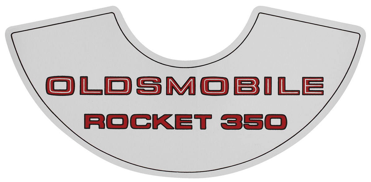 1969 1970 1971 1972 OLDSMOBILE ROCKET 350 4BBL AIR CLEANER TOP LID DECAL 11 INCH 