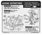 Decal, 68-69 El Camino, Jacking Instructions, Except 69 SS