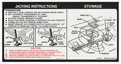 Decal, 73 Chevelle, Jacking Instructions