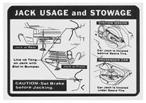 Decal, 65 GTO, Tempest, Lemans, Jacking Instructions