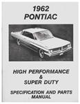 Parts Manual, 1962 Pontiac High Performance & Super Duty Specifications