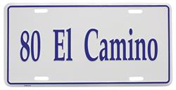 License Plate, Custom, 1980 El Camino