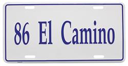 License Plate, Custom, 1986 El Camino