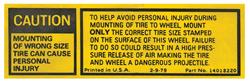 Decal, 80-82 Monte Carlo, Tire Warning, Wrong Size