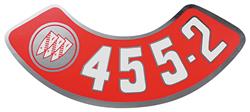 Decal, Air Cleaner, 1974-76 Riviera, Rounded 455-2 w/Tri-Shield