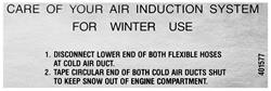 Decal, 68-69 Cutlass, Ram Air, Winter Care Instructions