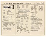 Tune-Up Sheets; 1969 Pontiac, V8 400, 4bbl/Ram Air