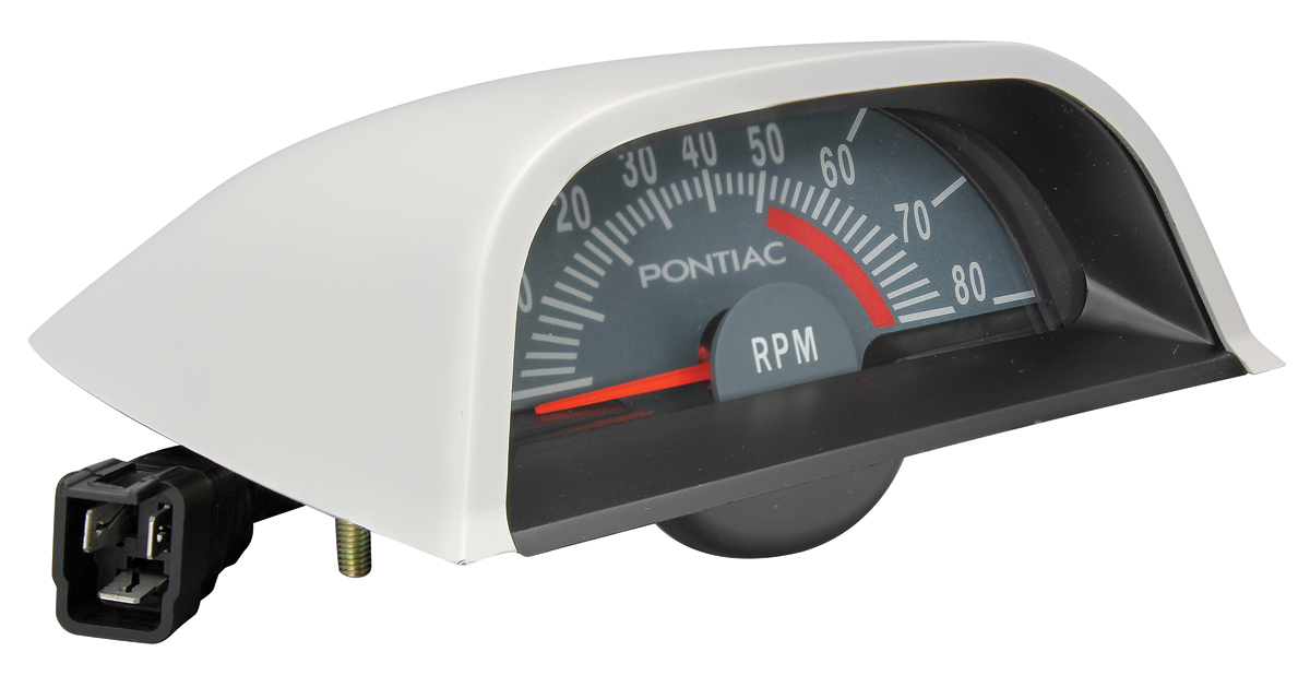 Inline Tube Factory Hood Tach Guage Tachometer 5100 RPM Red Line Compatible with 1968-72 ALL Pontiac GTO and Firebird M-1-3 