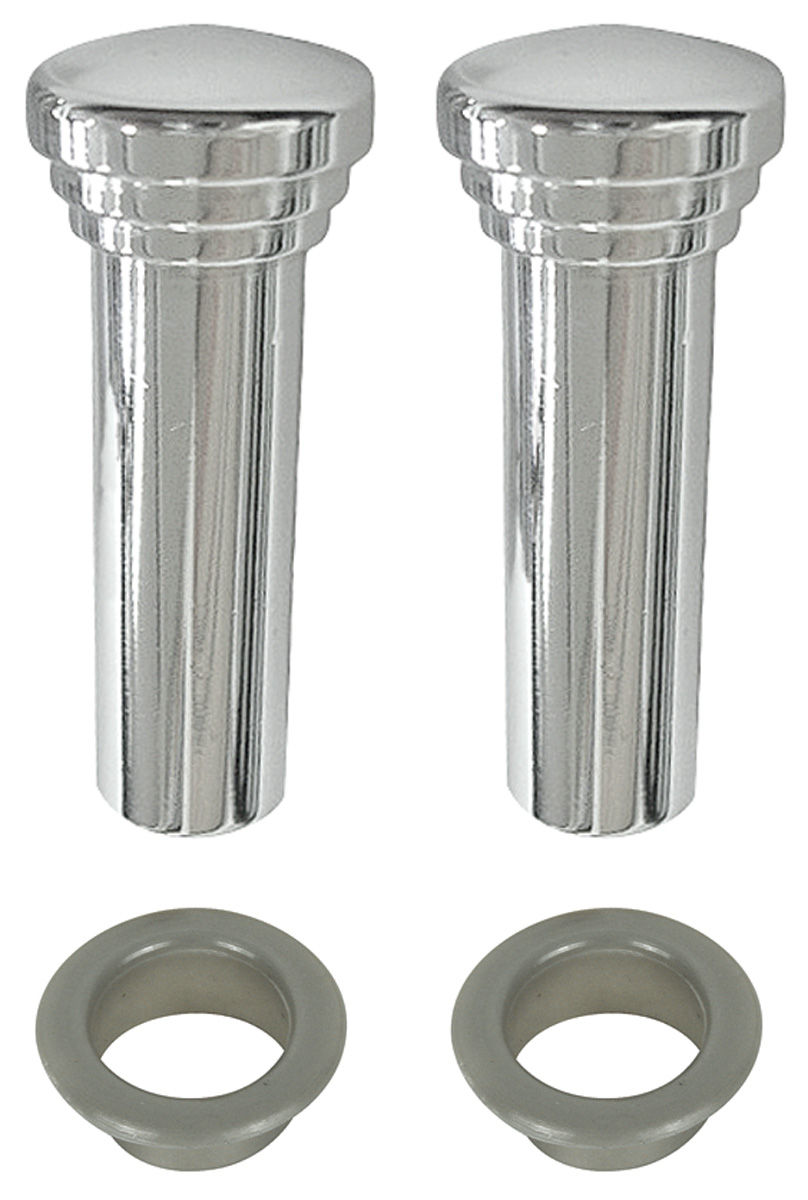 Door Lock Knob & Ferrule Kit, 195458 Cadillac, Chrome, Smooth