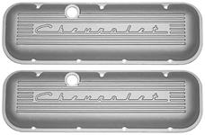 Valve Covers, BB, Finned, Chevrolet Script, PCV/Breather Holes, Drippers, Std Ht