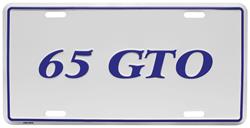 License Plate, Custom, 1965 GTO