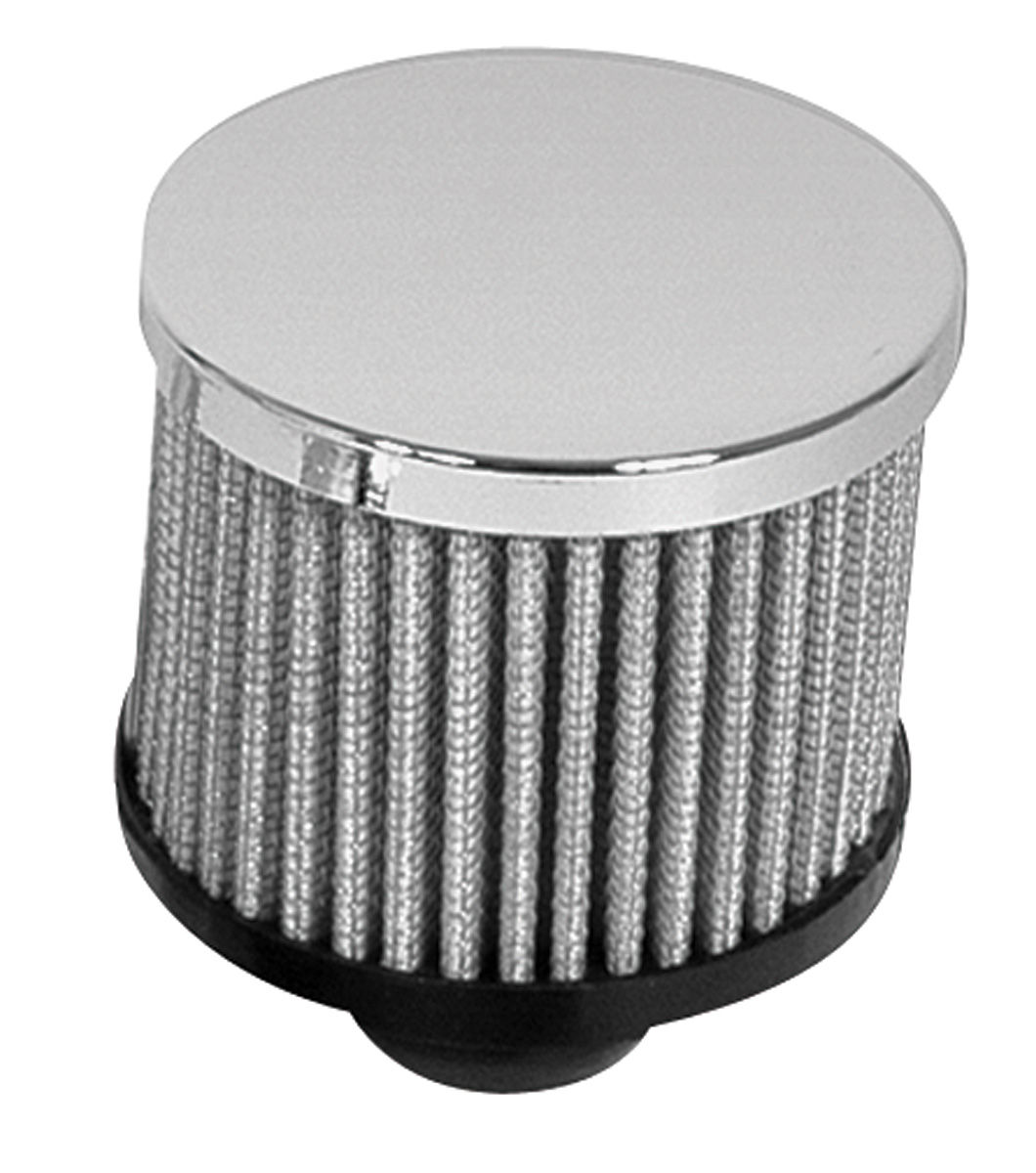 Breather, Valve Cover, Pushin, Chrome, w/ Filter, 3" Tall
