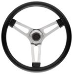 Steering Wheel Kit, 69-89 GM, Symm. Foam, 1.5, Tall Cap, Plain, Black