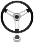 Steering Wheel Kit, 69-89 GM, Symm. Foam, 1.5, Hi Rise Cap, Plain, Black