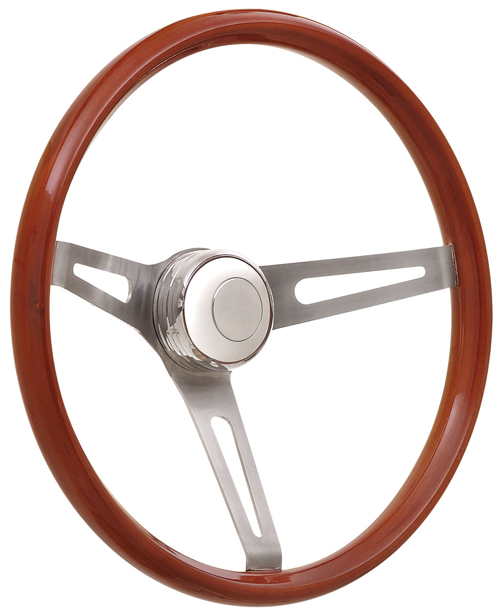 GT Performance Steering Wheel Kit, 6989 GM, Retro Wood, Tall Cap, Plain, Polished