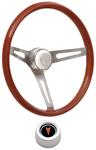 Steering Wheel Kit, 59-68 Pontiac, Retro Wood, Hi Rise Cap, Arrowhead, Polished
