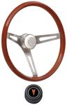 Steering Wheel Kit, 59-68 Pontiac, Retro Wood, Hi Rise Cap, Arrowhead, Black