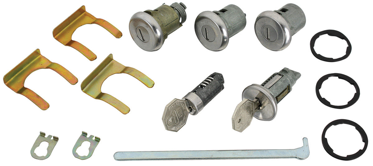 Photo of Lock Set, Ignition/Doors/Glove Box/Trunk, 1967 Original Style, w/ Octagon Keys