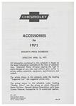Accessory Listings & Pricings, 1971 Chevrolet