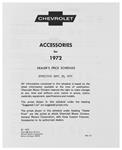 Accessory Listings & Pricings, 1972 Chevrolet