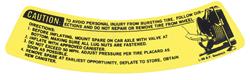 Decal, 73-77 Pontiac, Spare Tire Warning