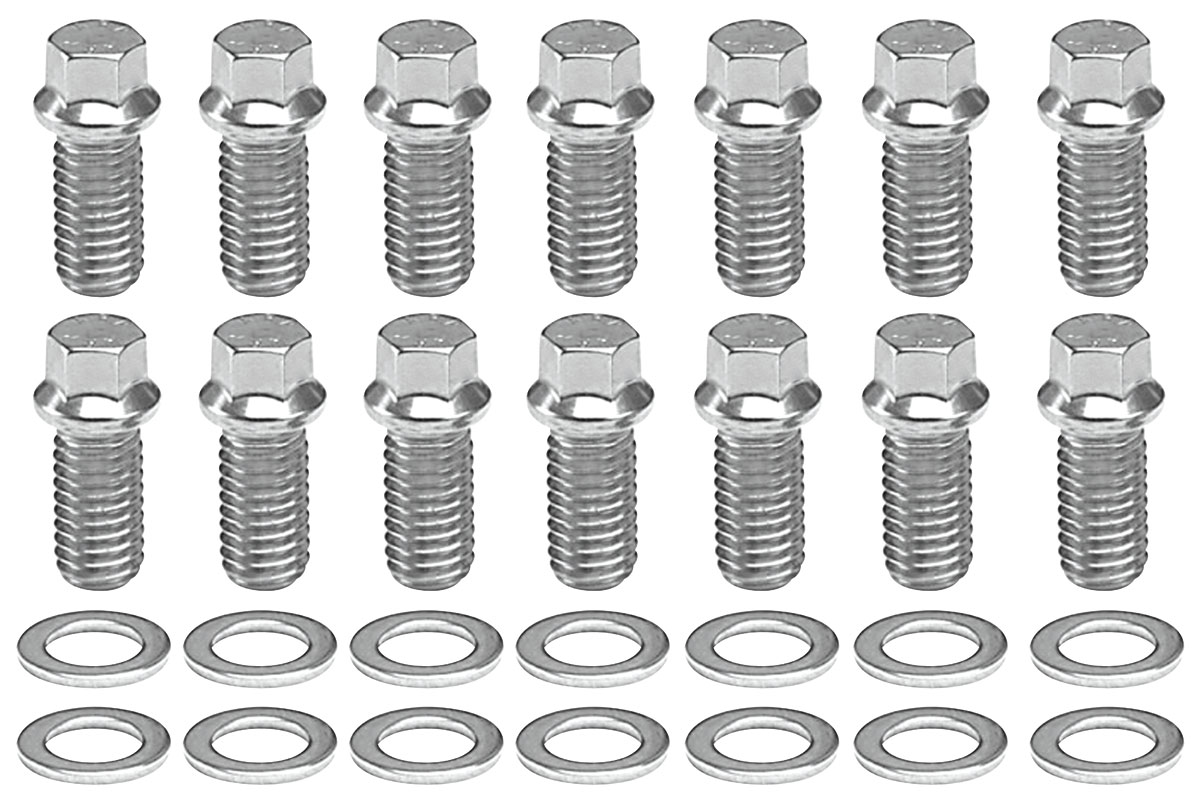 Bolts, Header, LS Engine, 1/4" Flange, Stainless, Hex Head